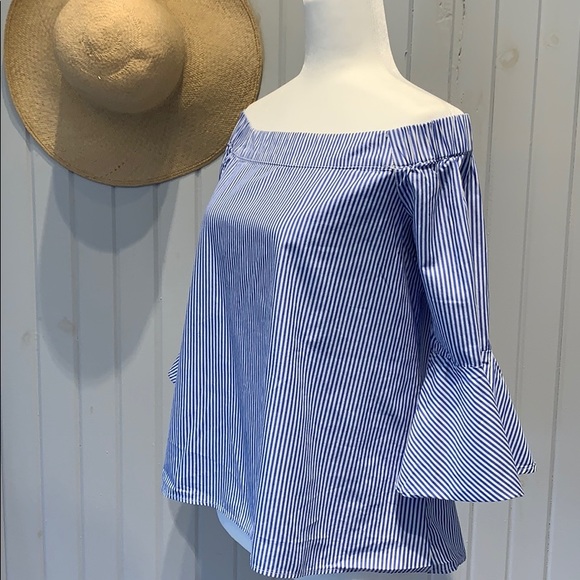 Cupio Off the Shoulder Stripped Top - Picture 4 of 8